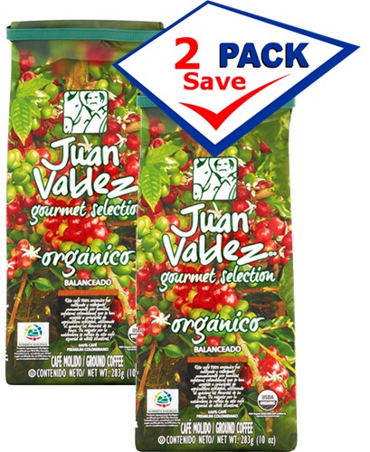 Juan Valdez Ground Coffee 100% Organic 10 oz Pack of 2.